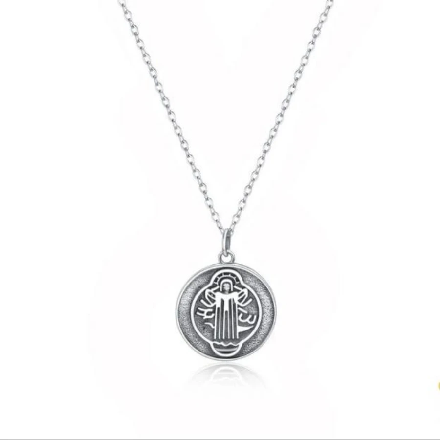 

Punk 925 Sterling Silver Coin Pendants Necklaces Rope Chain Portrait Charm st christopher Pendant Sovereign Necklace for Women
