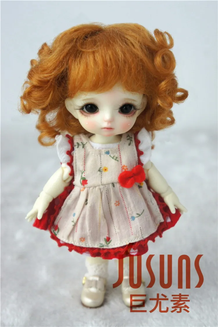 JD012 1/8 5-6 дюймов, парик для куклы, модный парик для куклы BJD, милые парики из мохера, волнистый парик для маленькой куклы, популярные аксессуары для кукол - Цвет: 5-6inch Ginger M3