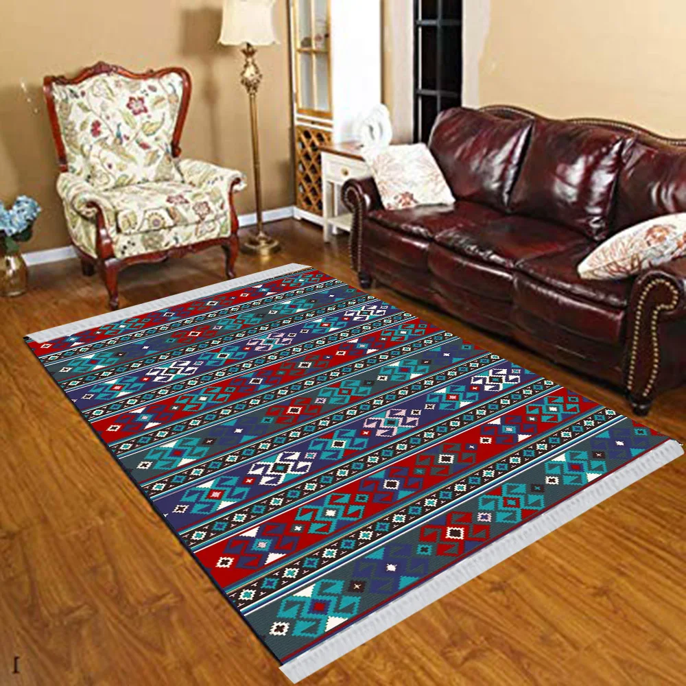 Else Nordec черно-белый ikat скандинавский геометрический 3d принт Противоскользящий килим моющийся декоративный килим Площадь Ковер богемный ковер