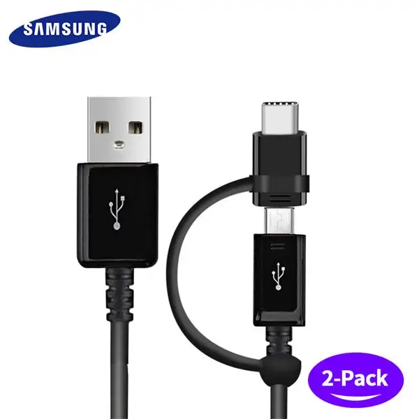 Samsung Micro usb кабель 2 в 1 Тип usb C кабель samsung S9 S9 plus быстрый Зарядное устройство заряда Тип C кабель S8 S8 плюс - Цвет: Two 2in1 cable