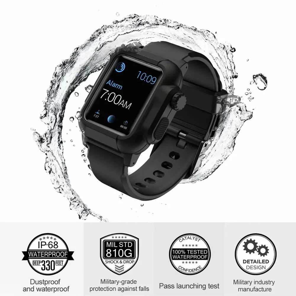 Спортивный ремешок для Apple Watch Series 4 3 2 Силиконовый iWatch 42 мм 44 40 водонепроницаемый