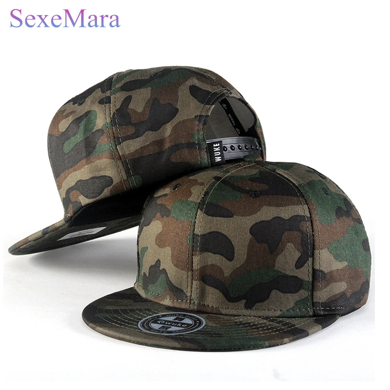 Camouflage Style Flat Brimmed Hat Embroidered Baseball Cap Fashion