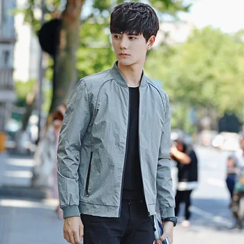 

Autumn new men's jacket, youth pure color casual jacket, men and women