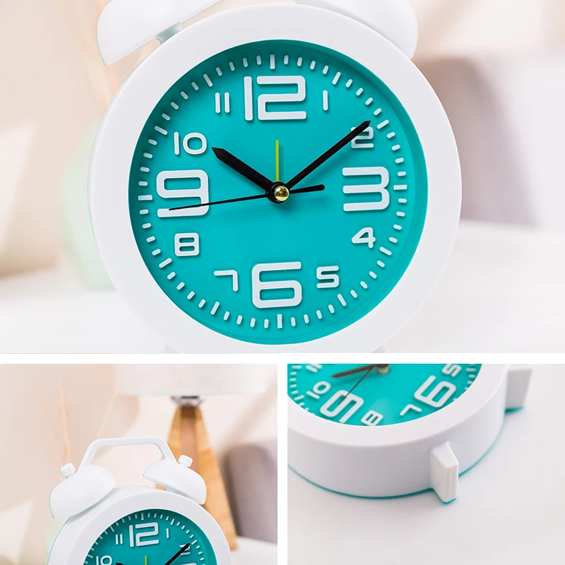 Alarm clock creative student lovely bed simple and fresh, small alarm clock mute children cartoon bed head bedroom alarm clocks