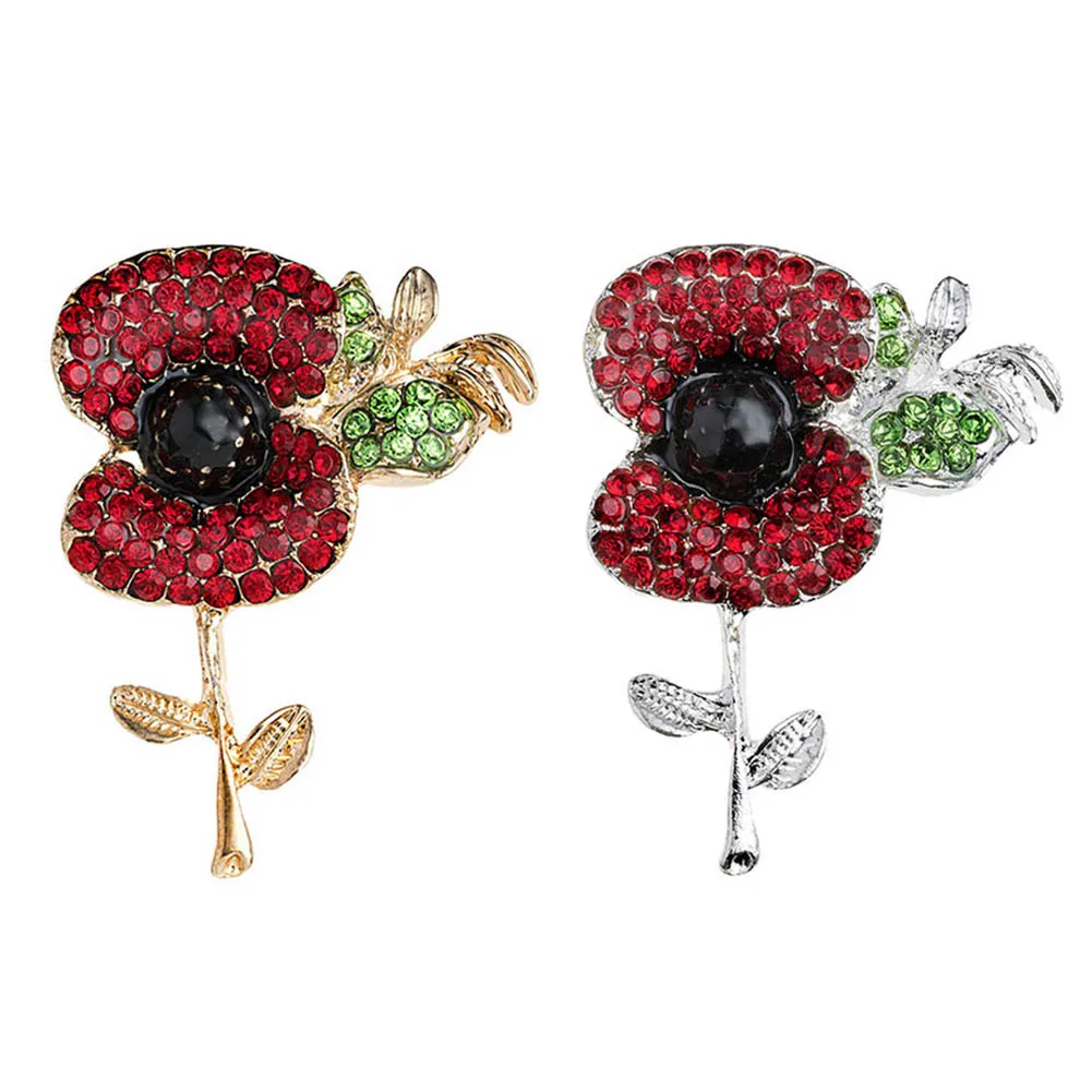

New 2017 Women Stunning Bright Red Crystal Poppy Brooch With Elements Gifts