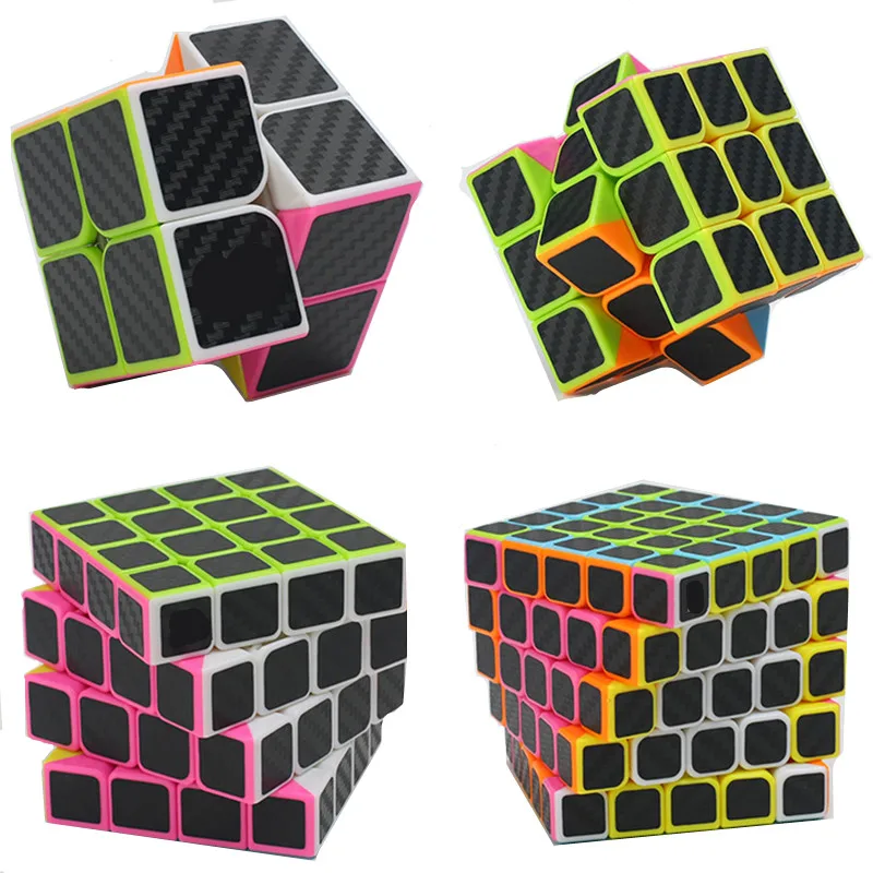 

4pcs/set 2x2 3x3 4x4 5x5 Carbon Fiber Puzzle Cube Set Boys Christmas Gifts Educational Toys Magico Cubo for Kids Magic Cube