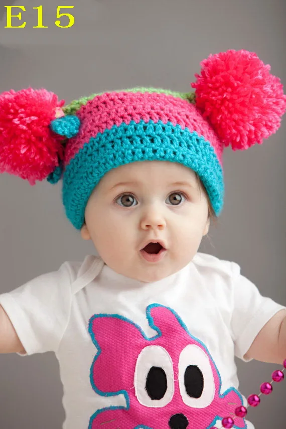 Knitted Baby Caps Boys Girls Toddler Crochet Beanie Hairball Ear Baby