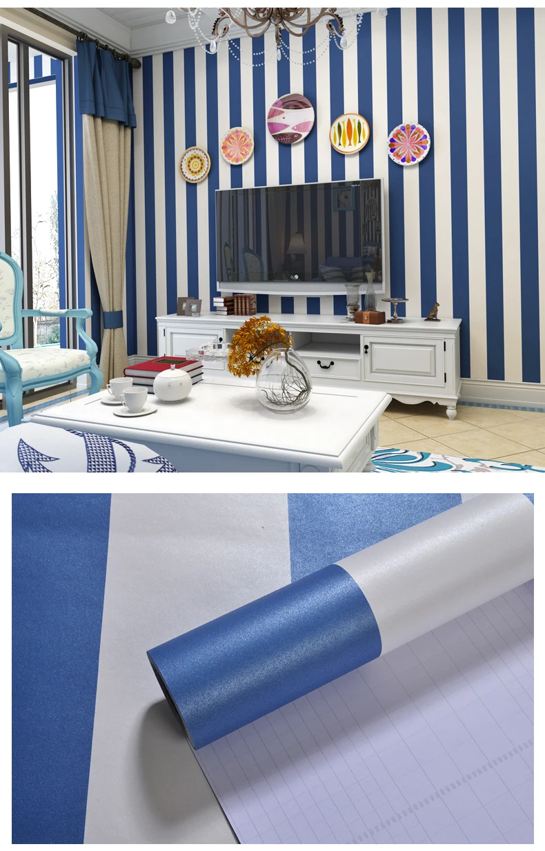 Современная розовая сине-белая полоса настенная бумага для детской комнаты детская спальня мальчика девочки настенная бумага самоклеющаяся Нетканая настенная бумага s QZ037