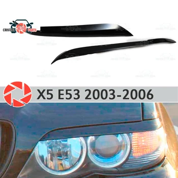 

Eyebrows for BMW X5 E53 2003-2006 for headlights cilia eyelash plastic ABS moldings decoration trim covers car styling