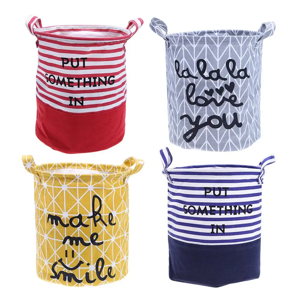 

New Cotton Linen Laundry Storage Basket Dirty Clothes Toys Organizer Barrel Home Storage Basket for Toys Clothes