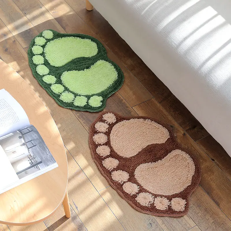 Cartoon Style Cute Footprints Big Feet Bath Mats Pads Anti Slip Floor ...