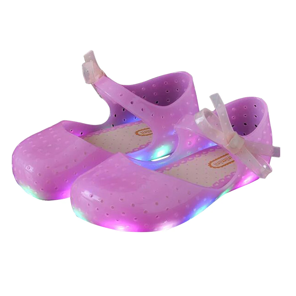 Acgicea Girls LED Light Up Shoes Jelly Bowknot Toddler Sandals Kids in