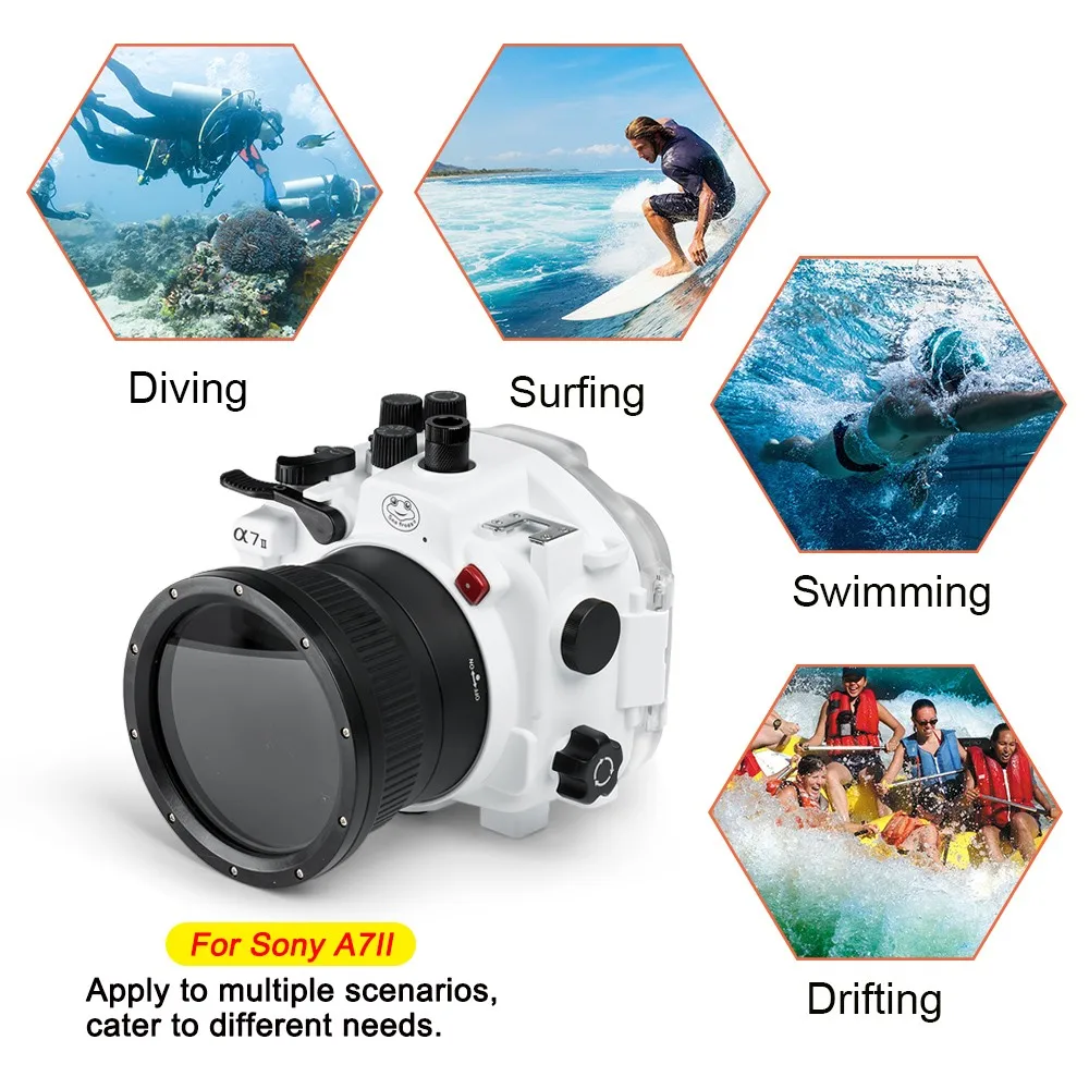 Seafrogs 40 м 130 футов подводный водонепроницаемый чехол для sony A7M2 A7R2 A7 II A7R II A7S II поддержка 28-70 мм объектив с ручкой