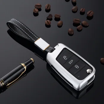 

Hollow Aluminum alloy Key Remote Cover Cases Fob Shell Frame For VW MK7 Volkswagen Golf 7 Skoda 3 Buttons Folding Keys