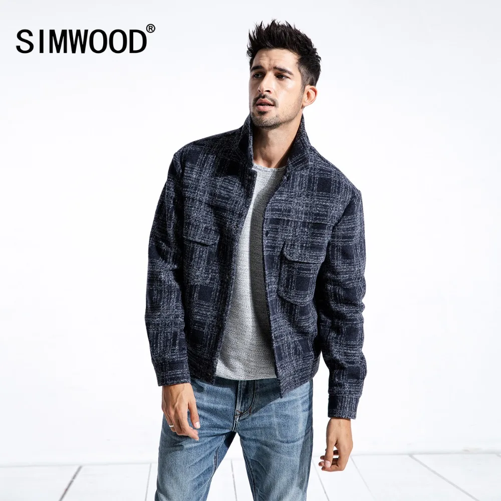 SIMWOOD Brand Casual Warm Jacket Men 2019 Winter Wool