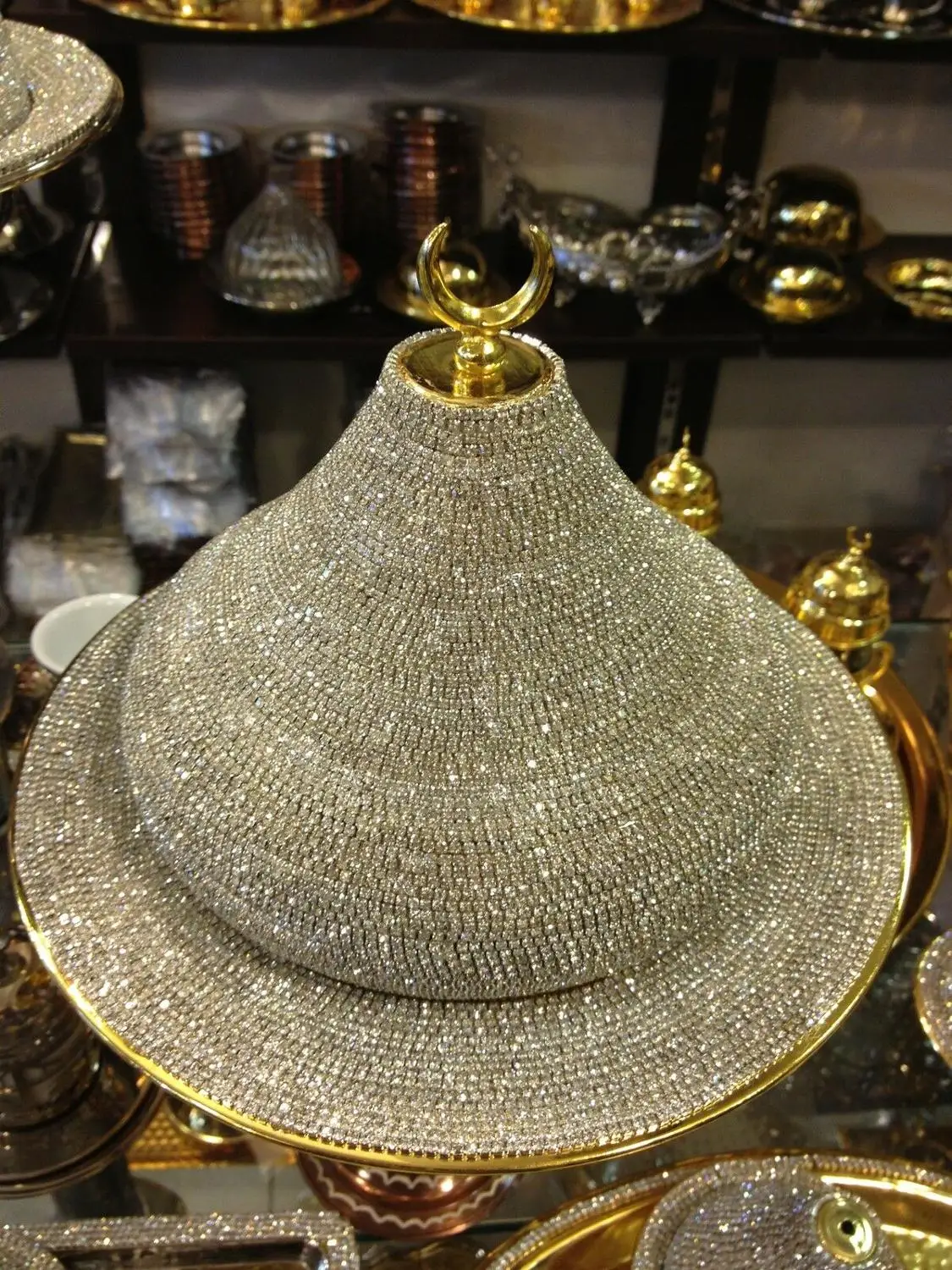 

AUTHENTIC HANDMADE COPPER SUGAR CANDY BOWL SWAROVSKI STYLE CRYSTAL COATED LARGE