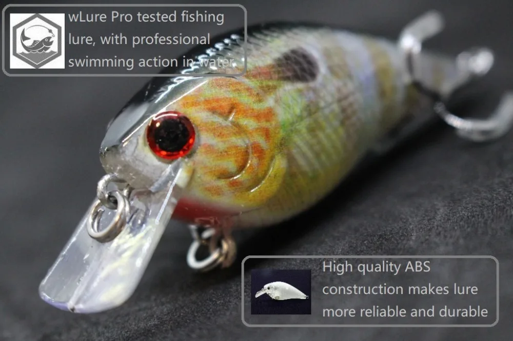 WLure 6 Lures Pack 7cm 10g Square Bill 0.5 Meter Depth Wild Wobble Slow