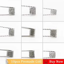 10 шт./лот DOTENT Alien Clapton Flat Twisted Fused Clapton с сопротивлением Quad Тигр нагревательный провод электронная сигарета распылитель готовых предварительно оборудованная катушка катушки