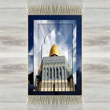 Еще голубое небо Золотой мечети 3d турецкий исламский мусульманский молитвенные коврики с кисточками на плотной мягкой подошве; удобные нескользящие современный молитвенный коврик Рамадан ИД подарки