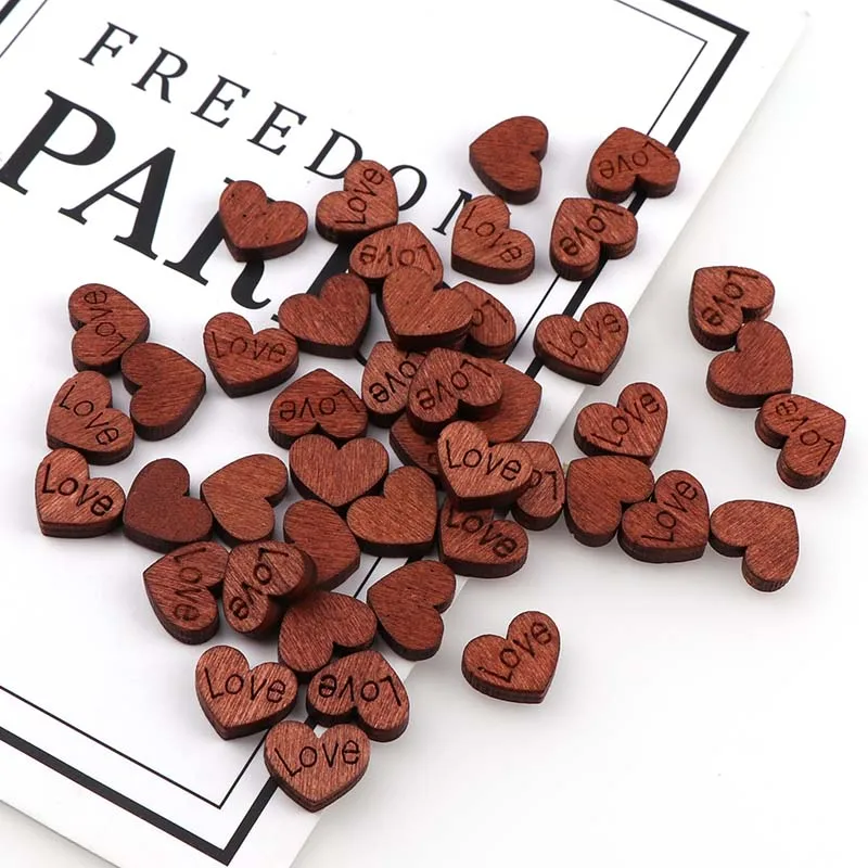 

9150Pcs DIY Heart-shaped love vintage button wood chips Crafts Wedding DecorationScrapbooking Supplies Hand-made Graffiti Button