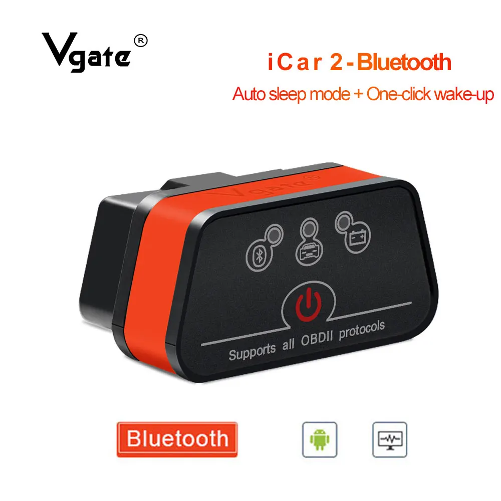 Vgate iCar2 ELM 327 Автомобильный диагностический OBD OBD2 сканер Bluetooth адаптер elm327 odb2 OBDII считыватель кодов PK elm327 V1.5 PIC18F25K80