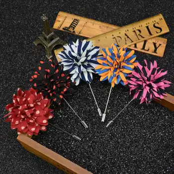 

Fashion broches Collar Pins Handmade Daisy dot Flower Brooch Wedding Party Lapel Pin For Men Suit Accessories