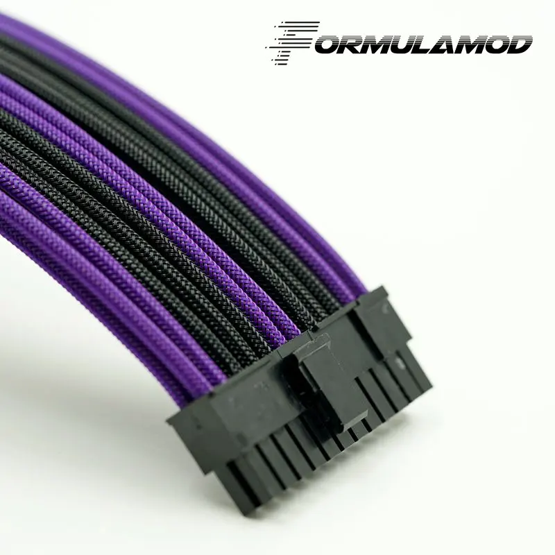 FormulaMod Fm-ATX24P-C, ATX 24Pin материнская плата удлинитель, 18AWG 24Pin многоцветные соответствующие кабели расширения - Цвет лезвия: Black and Purple