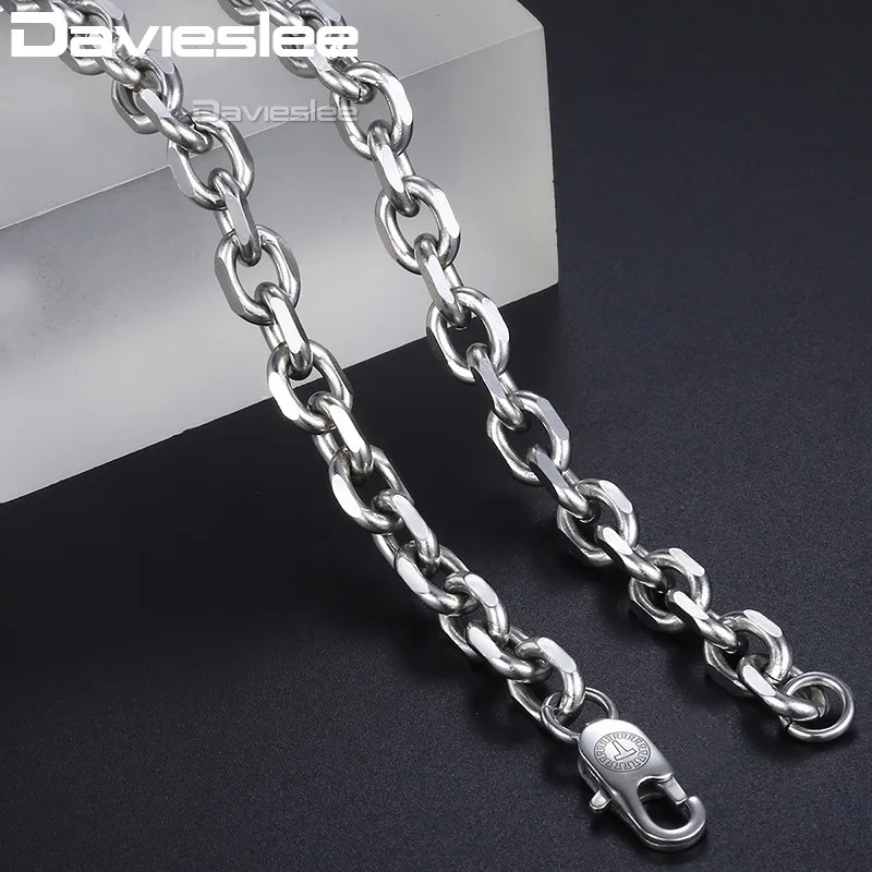 Davieslee الفولاذ المقاوم للصدأ مصقول قلادة للرجال رولو سلسلة ربط الفضة لهجة رجل قلادة 3/4/6/ 8 ملليمتر أبدا تتلاشى LKNM162