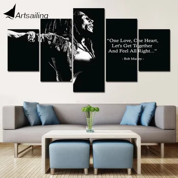 

Decorative Painting 5 Piece HD Printed bob marley black white quote Painting Canvas Print Room Decor Poster Picture Canvas Art