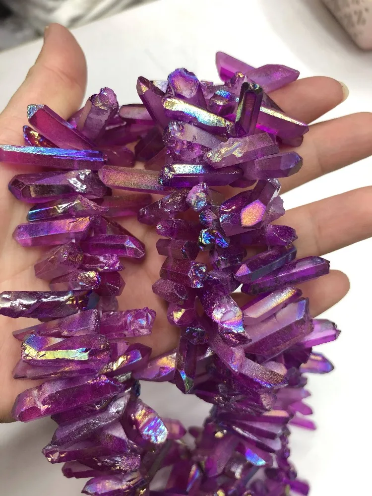 

5-7mmx20-30mm Natural Quartzs Purple Colour Wand Worry stone Semi Precious Loose beads Strand 15 inches Wholesale For DIY