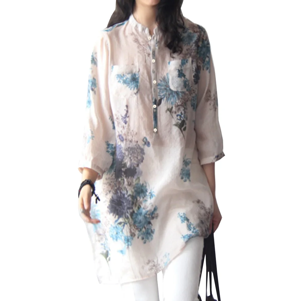 Autumn font b Women b font Vintage Floral Printed font b Blouse b font Elegant Long