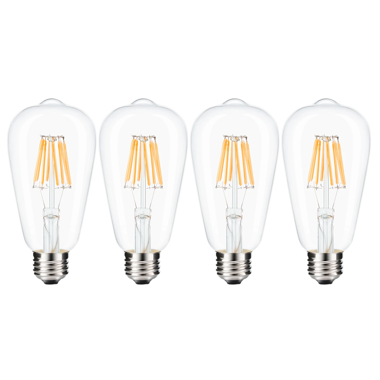 

Kohree 4PCS Edison ST64 Led Bulb Dimmable Incandescent Bulbs 110V 8W E26 Base Filament Light for Home Vintage Decor