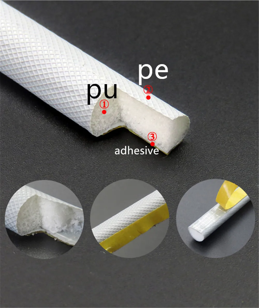 Высокопрочная полиэтиленовая пленка, пенополиуретановая клейкая уплотнительная лента, уплотнительная прокладка для окон дверей 11 мм x 2 мм 9 мм x 4 мм 9x6 мм 6 м белый коричневый серый