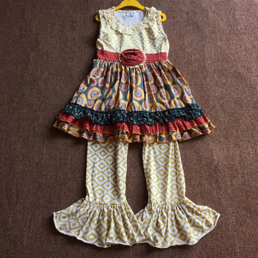 

2017 Children Fashion Attractive Lace Clothing Infant Circle Pattern Print Baby Girl Sets Kids Apparel Accessory Cute Habiliment
