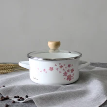 Эмаль японская Сакура детское молоко суп Райс паста горшок Вишня небольшие кастрюля деревянной ручкой Дома индукционная stew