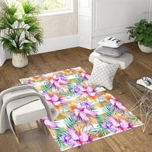 Розовый оранжевый Цветы золотой с желтыми линиями 3d принт Нескользящая микрофибра Гостиная декоративный современный моющийся коврик