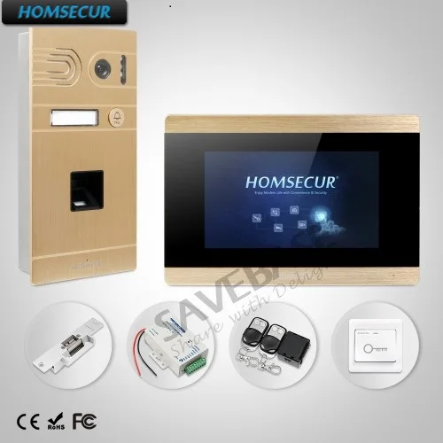 

HOMSECUR 7" Wired Hands-free Video Door Entry Phone Call System+Golden Camera BC061-G+BM715-G