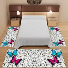 Else 3 шт. синий розовый Бабочка на белых камнях 3d Рисунок Нескользящая микрофибра моющийся Декор Спальня Площадь Ковер Набор ковриков