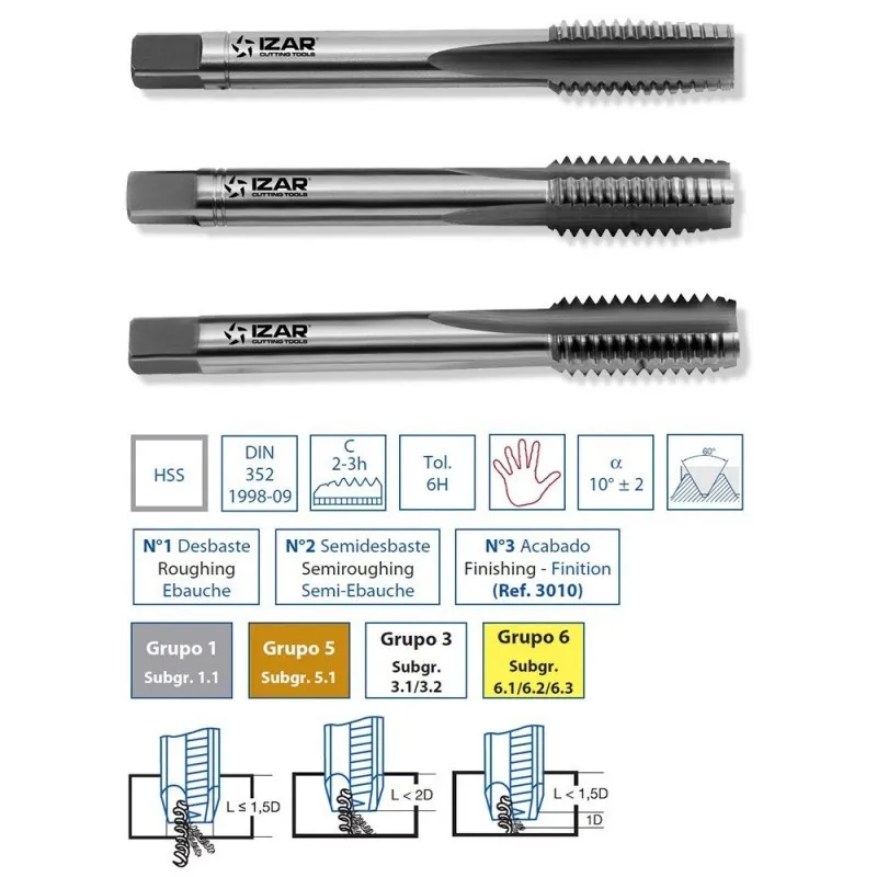 IZAR 62552 игра 3 machos hand HSS DIN352 1998 09 (M) 06.00x1.00|Аксессуары для электроинструментов| |