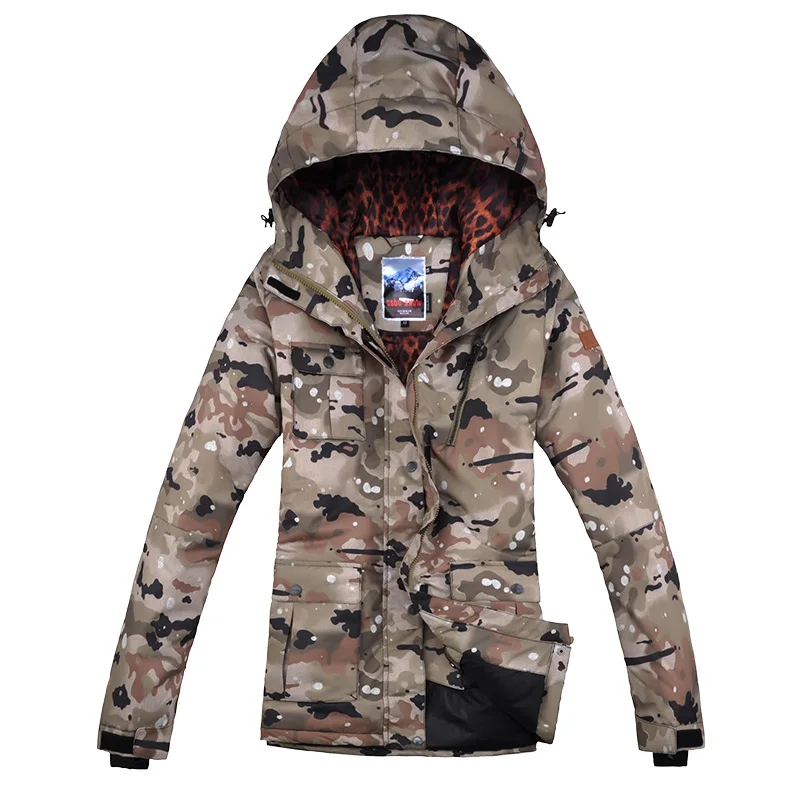 التمويه نمط النساء سترة تزلج التزلج سترة على الجليد ملابس الشتاء معطف يندبروف ماء الحرارية الإناث الرياضة سترة