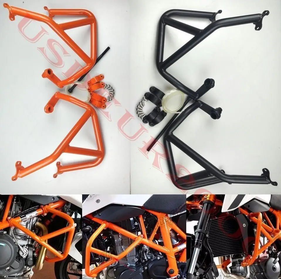 

Engine Bumper Crash Guards Protection Bars for KTM 690 Duke R Orange/Black 2012 2013 2014 2015 2016 2017 208 12-18