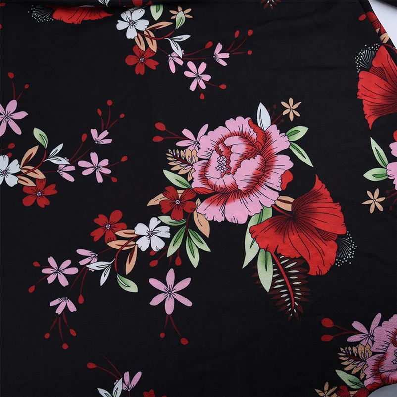 Fashion Autumn summer dress 2018 casual Flare elegant dress Long Sleeve O-Neck Floral Printed Mini party Dress vestido A27#N (8)