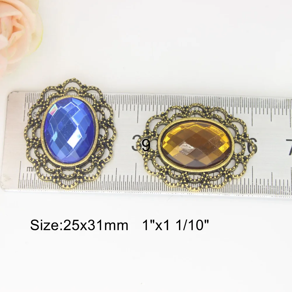 25x31 мм Овальный Акрил алмазов драгоценных камней кнопки для одежды, DIY ремесла металла для украшения дома