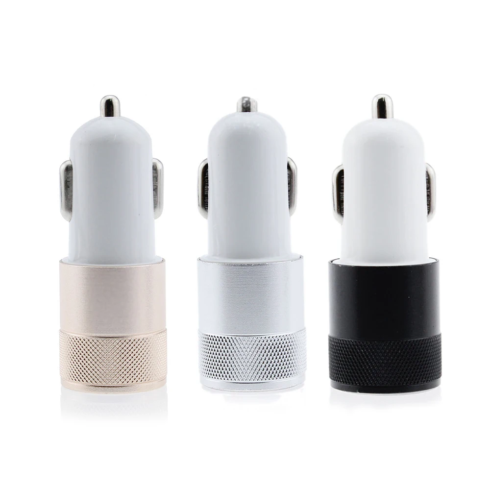

Dual USB Car-charger 2.4A Output Quick Charger Mobile Phone Travel Adapter Cigar Lighter DC 12-24V Metal Car Charger