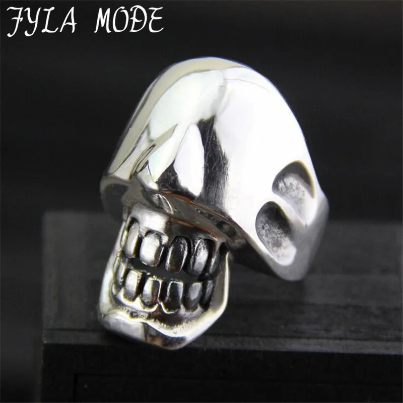 

FYLA MODE 2017 Unique Design Style S925 Sterling Silver Finger Ring Punk Design Skulls Rings for Men 32MM Width 17.30G PBG049