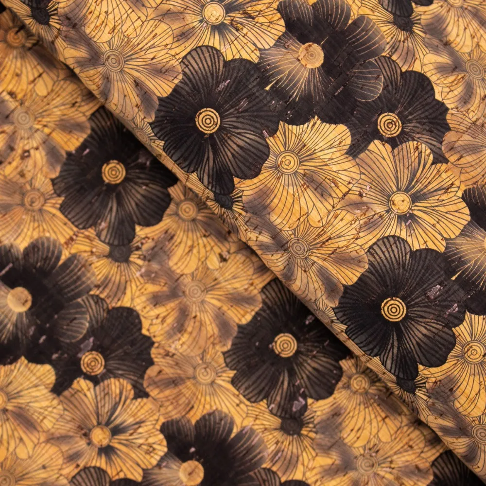 

PORTUGAL cork fabric 68*50cm/26.7*19.6 inch Dark Coloured Flowers patterned Cork Fabric COF-236