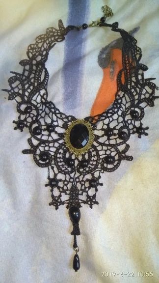 Black Lace & Beads Collar Necklace photo review