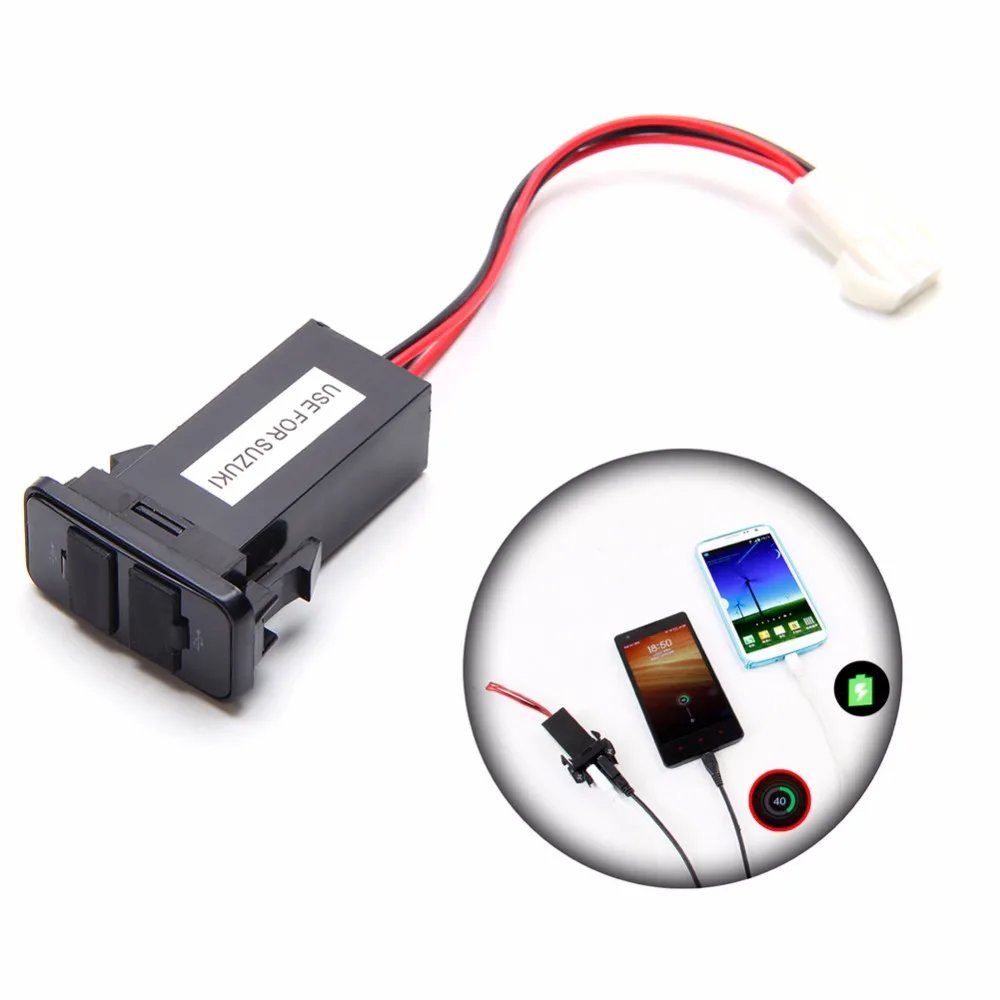 

Dual USB 2 Ports Fast Dashboard Voltmeter Car Phone Charger Adapter For Suzuki Charger for MP3/MP4/GPS