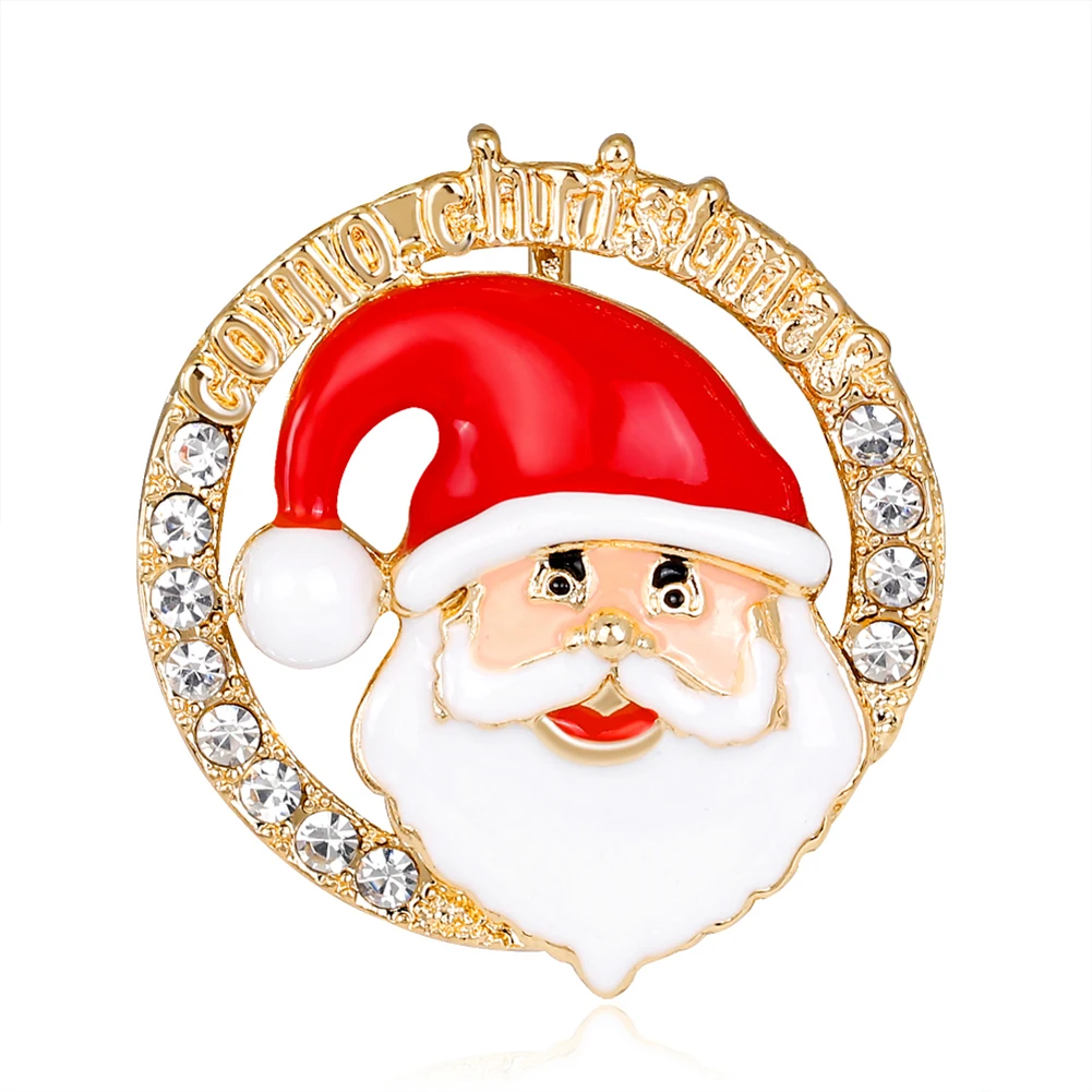 Shiny Berlian Imitasi Kartun Pesta Natal Santa Claus Bros Pin Hadiah