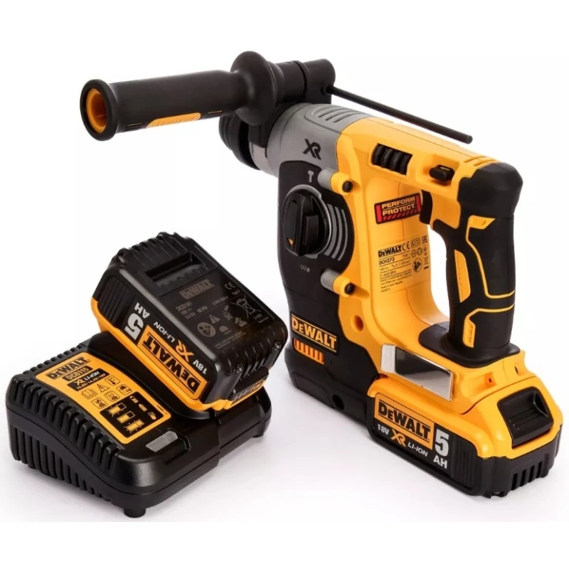 Перфоратор аккумуляторный DeWalt DCH273P2 (18 В, Li-Ion аккумулятор, максимальный диаметр сверления по дереву 26 мм, по металлу 13 мм, по бетону 24 мм, патрон SDS Plus, подсветка рабочей зоны, реверс)